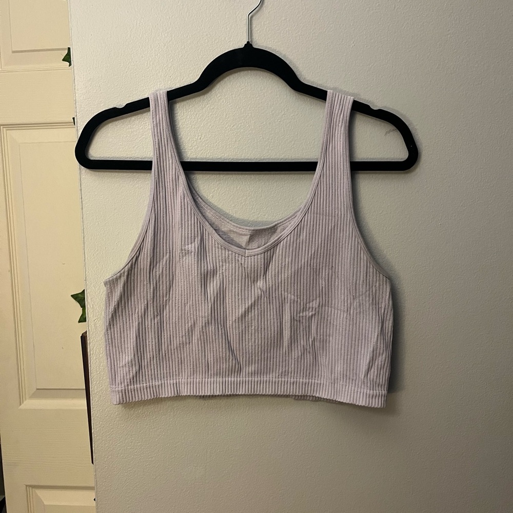 Aerie Purple Ribbed Cropped Tank
